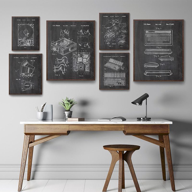 6Pcs Vintage Computer Patent W - огляд і ціна Tech Office Wall