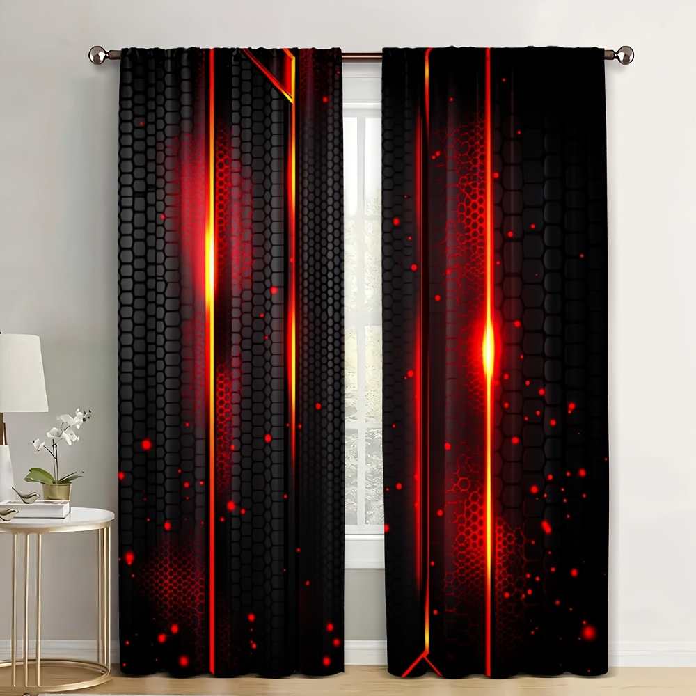 2pcs Lava Curtains Black Red C - огляд і ціна Office Tech For Home