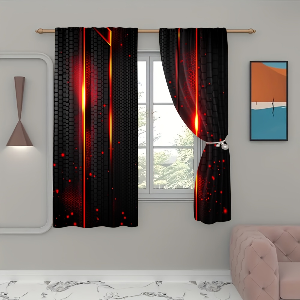 2pcs Lava Curtains Black Red C - огляд і ціна Office Tech For Home